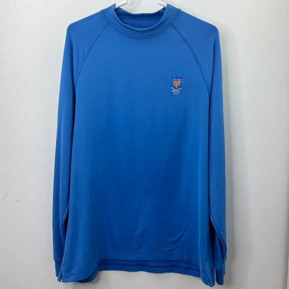 Under Armour Other - Under Armour Blue ColdGear Crewneck Pullover USA Shield Golf Large